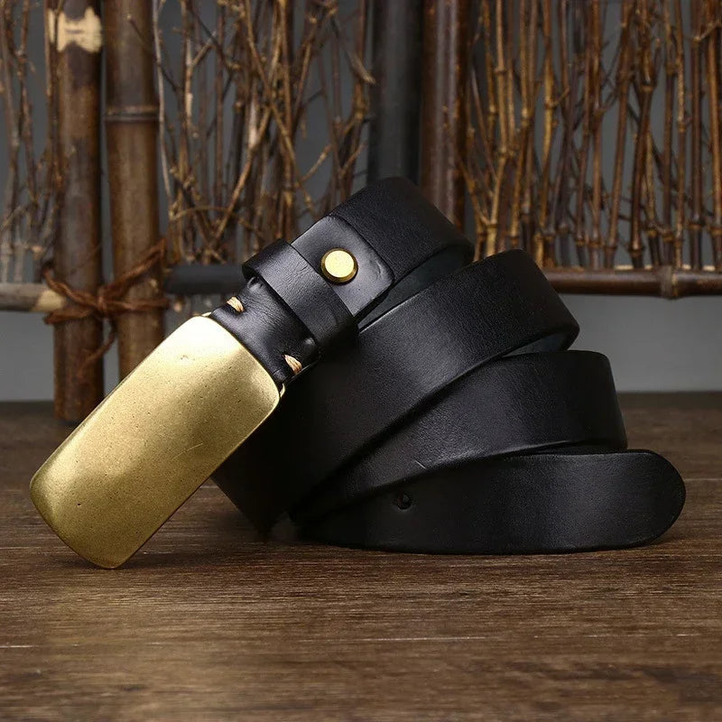 Cristobal - Cintura in Pelle con Fibbia in Ottone Forgiato