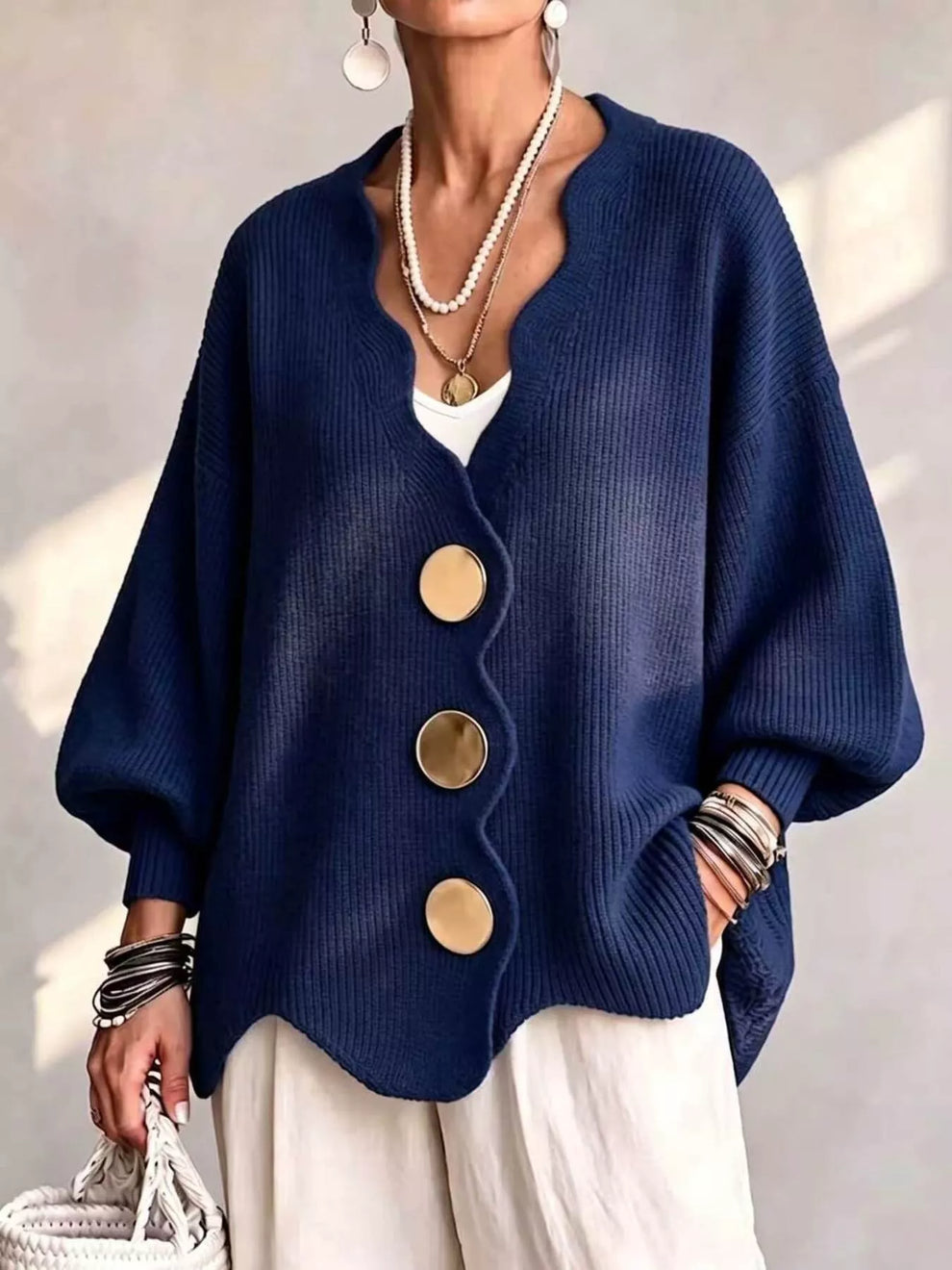 Gilian - Cardigan Abbottonato Con Bordo Smerlato