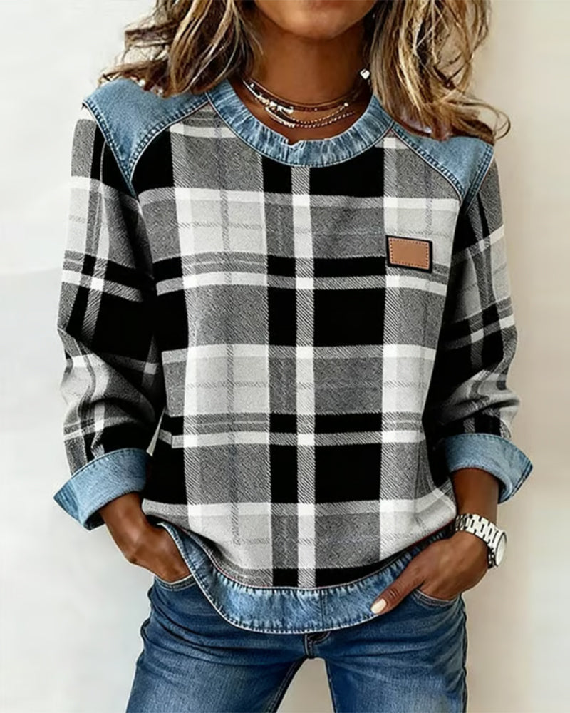 Zimilie - Top a Quadri Alla Moda