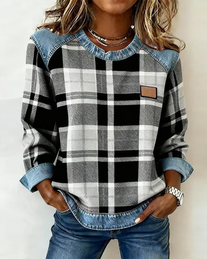 Zimilie - Top a Quadri Alla Moda