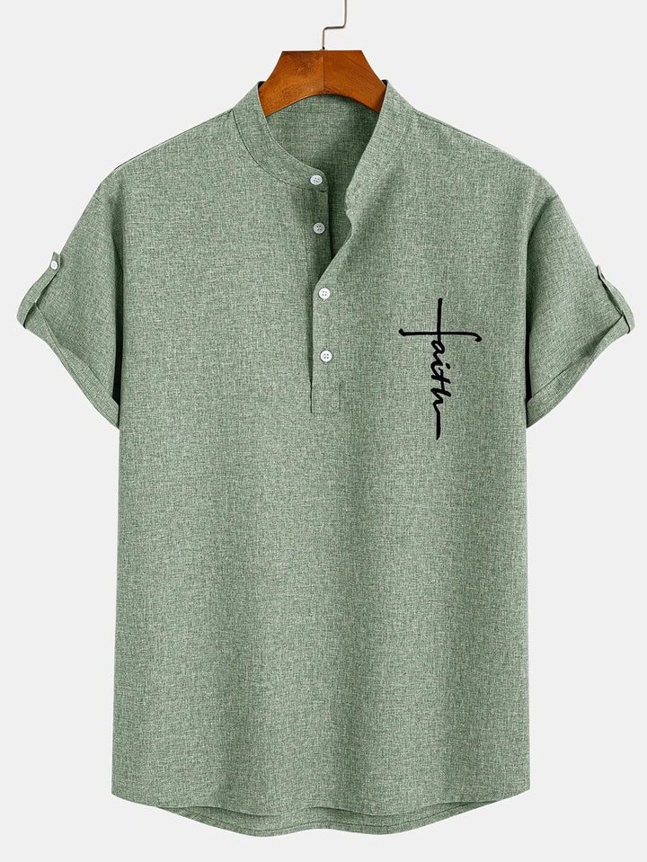 Elliott - Elegante Camicia a Maniche Corte Con Collo Alto