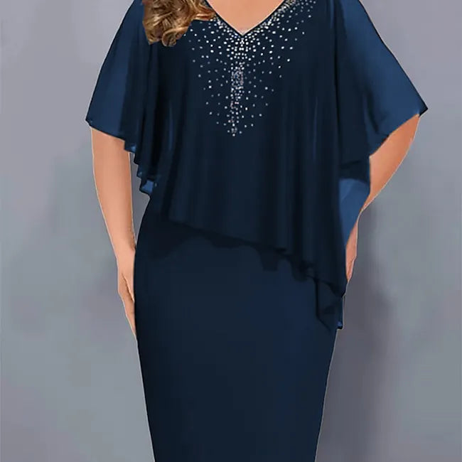Amelie - Abito in Chiffon Con Scollo a V Impreziosito Da Strass