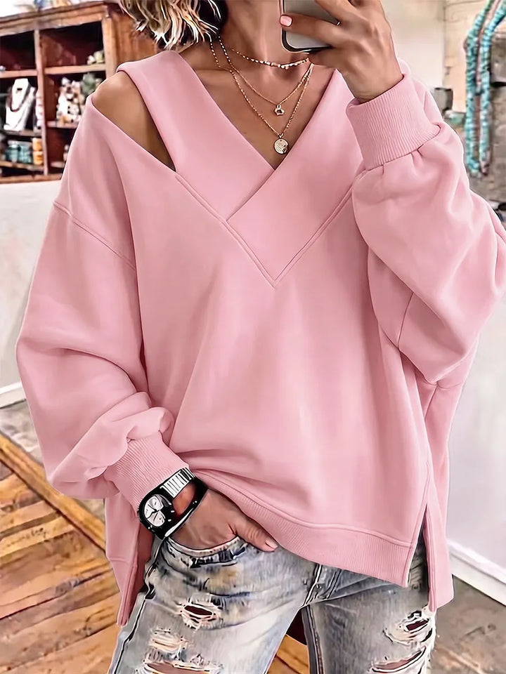 Kirstan - Felpa Oversize Chic Con Scollo a V e Cut Out