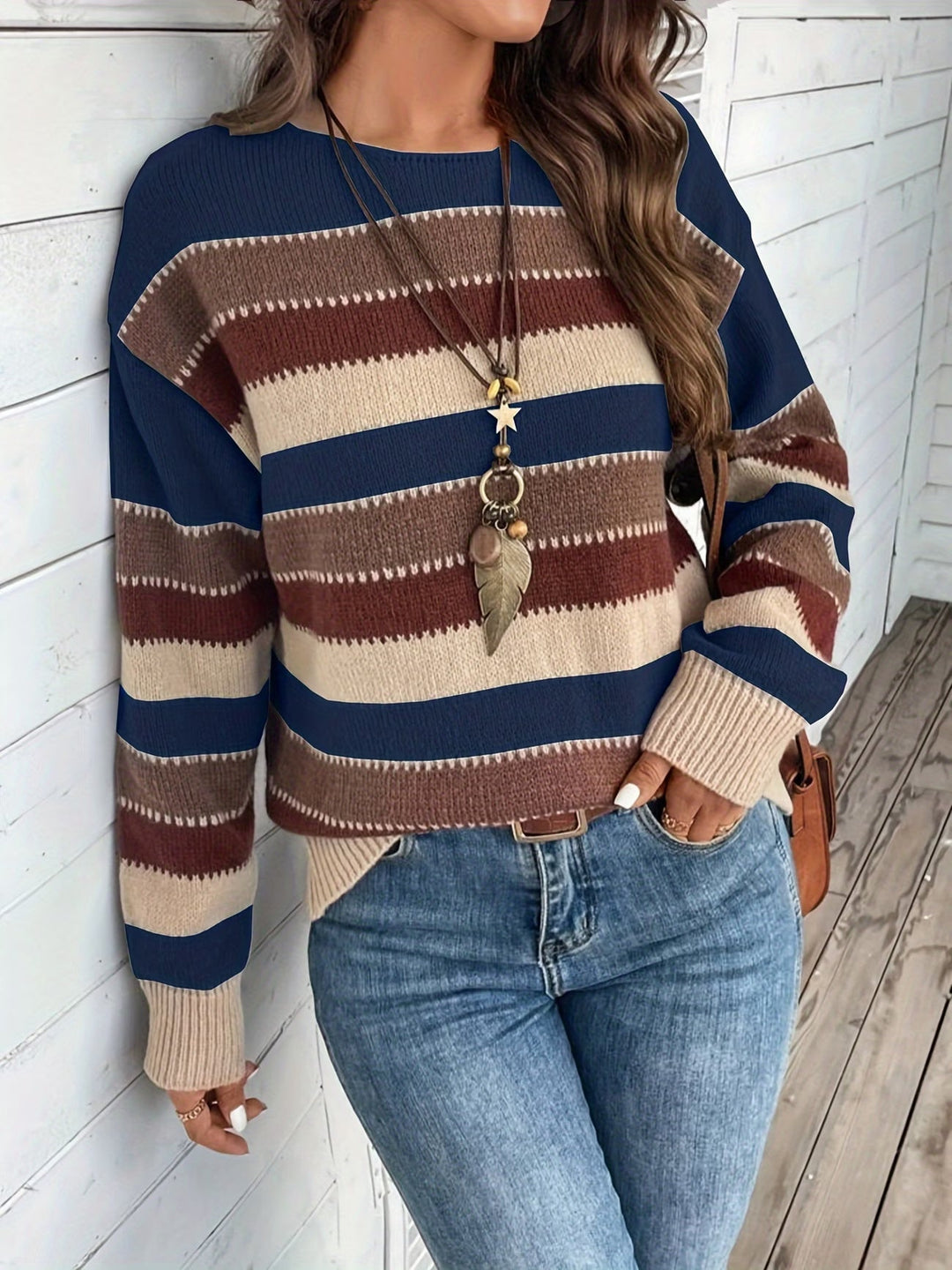 Fadina - Maglione in Maglia a Maniche Lunghe
