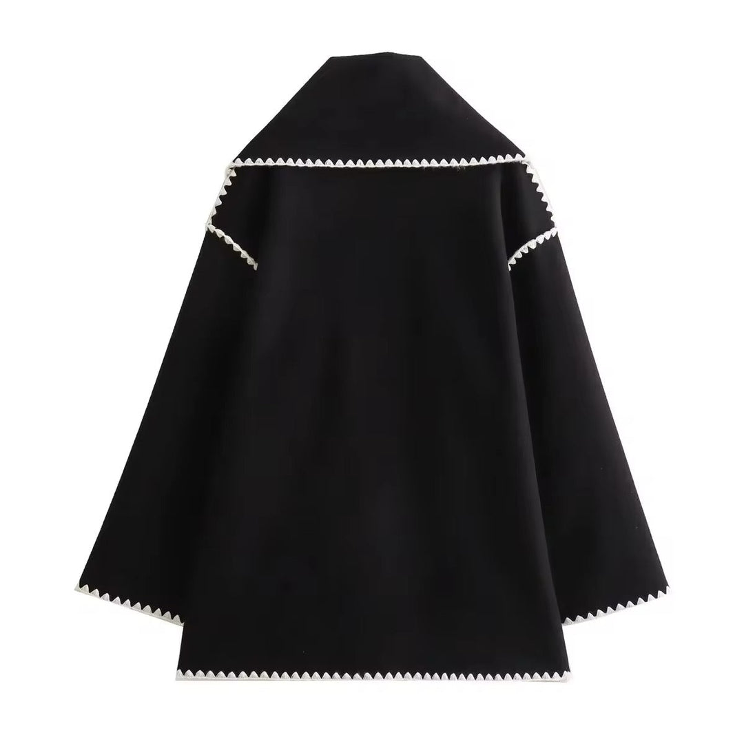 Synia - Cappotto Con Frange Ricamate E Sciarpa Abbinata