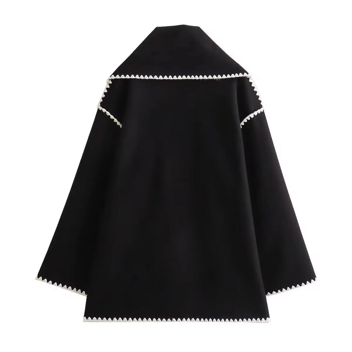 Synia - Cappotto Con Frange Ricamate E Sciarpa Abbinata