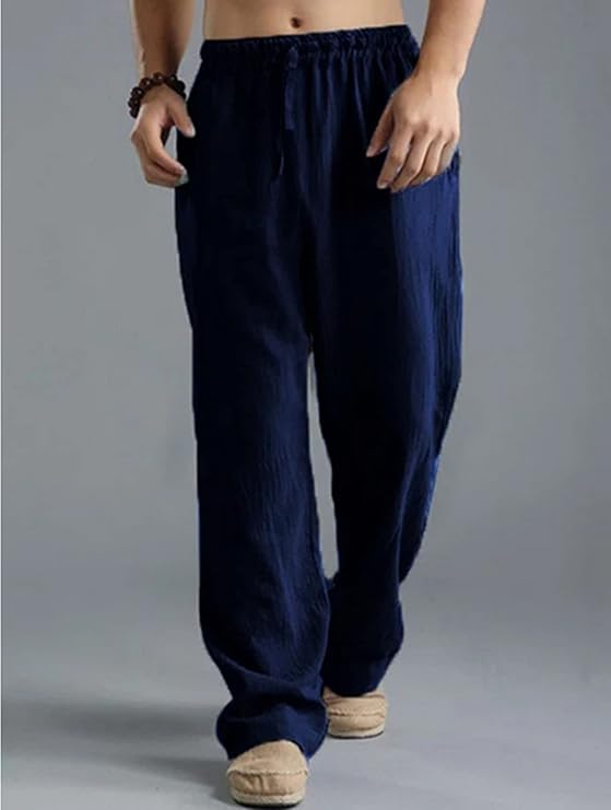 Jooa - Pantaloni Sportivi Larghi in Lino Traspirante Con Coulisse