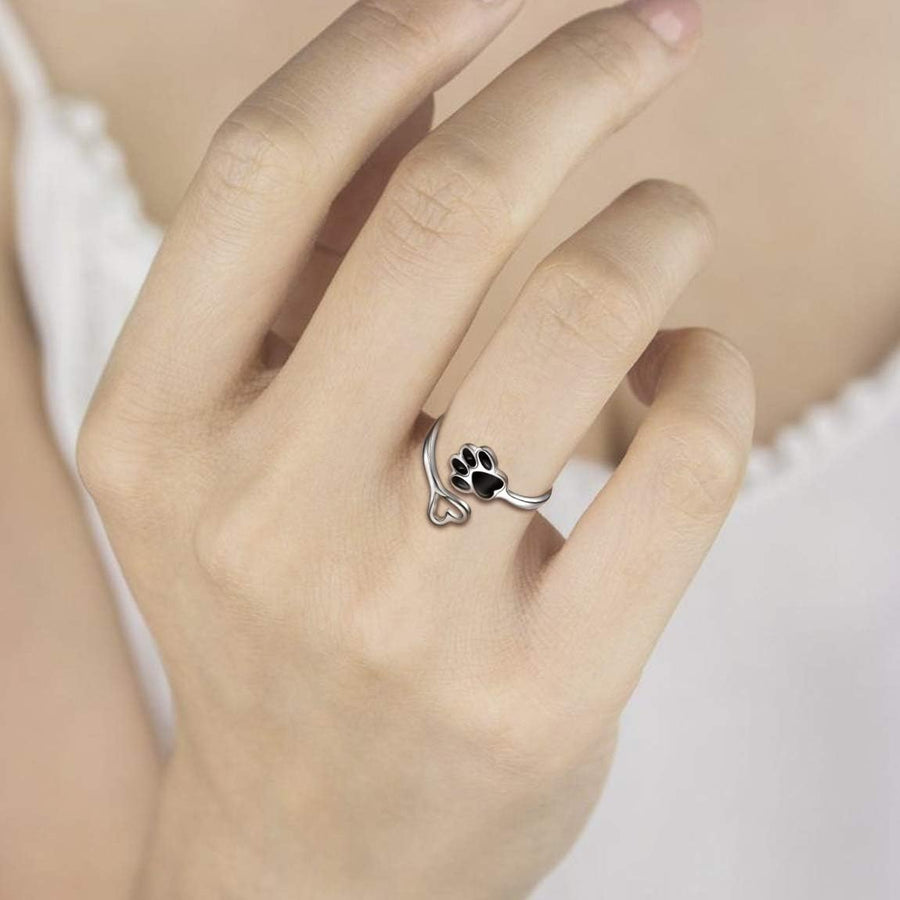 HeartPaw - Anello Realizzato a Mano con Impronta di Zampa e Cuore