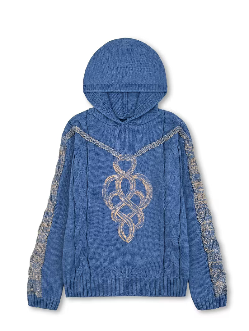 Cypriana - Elegante Maglione Lavorato a Maglia Con Cappuccio