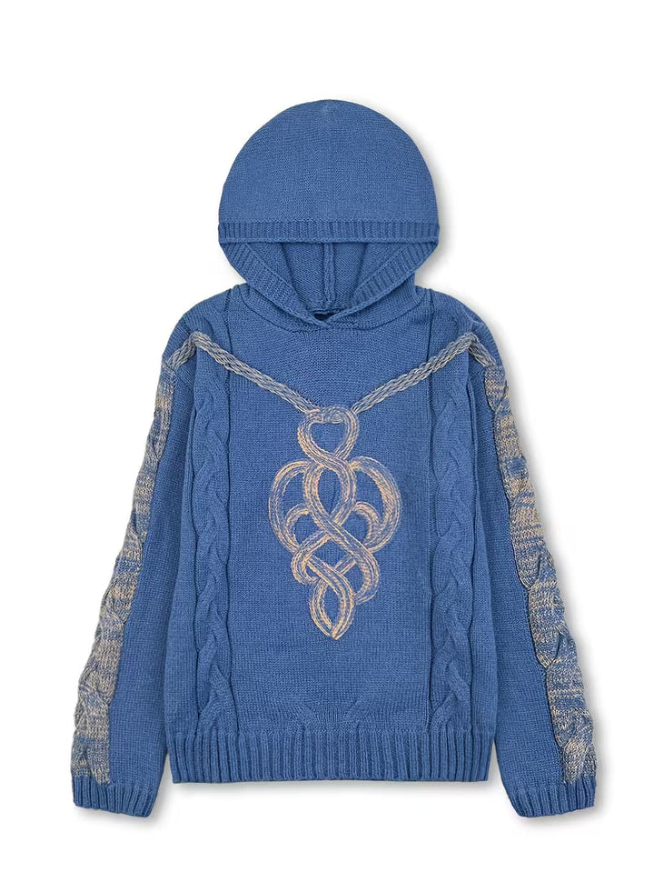 Cypriana - Elegante Maglione Lavorato a Maglia Con Cappuccio