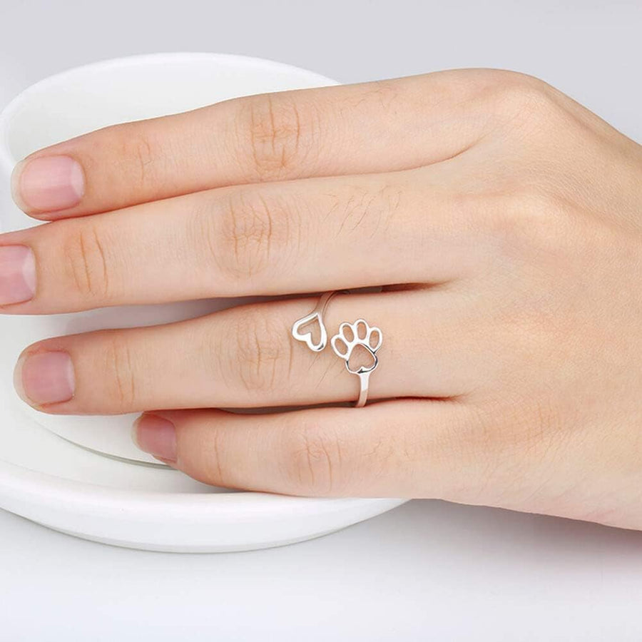 HeartPaw - Anello Realizzato a Mano con Impronta di Zampa e Cuore