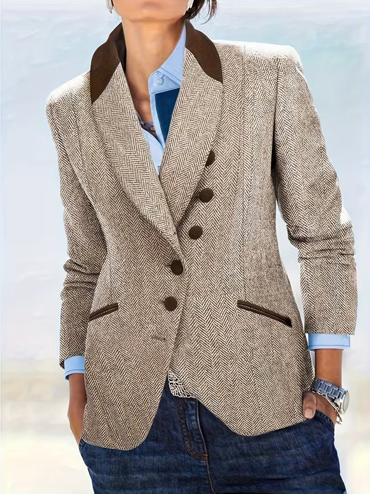 Yessica - Cappotto a Maniche Lunghe con Motivo a Righe