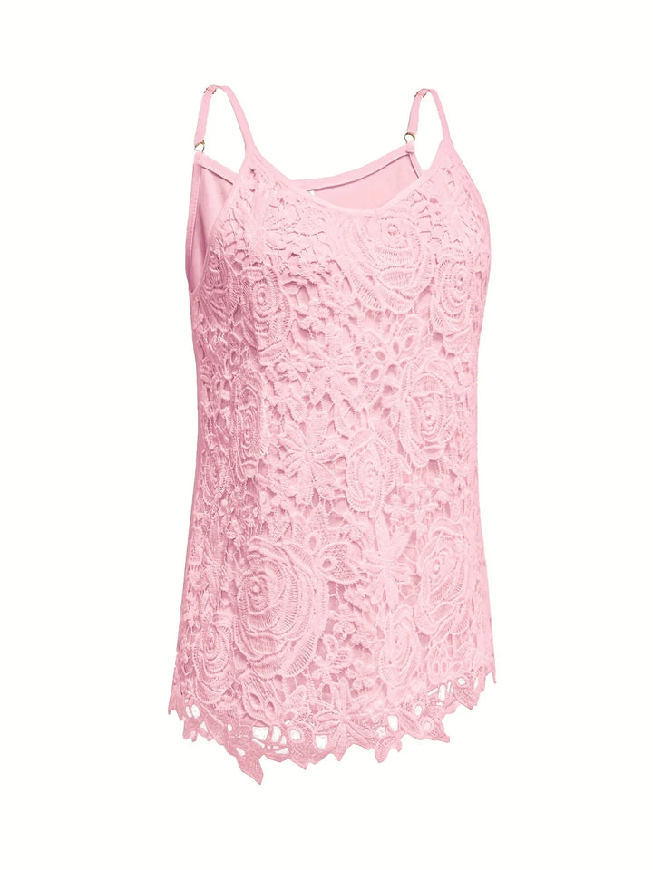 Juna - Elegante Top Senza Maniche In Pizzo Con Scollo a V
