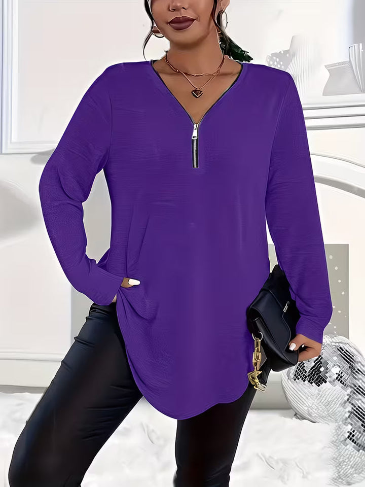 Liorah - Elegante Camicia Con Maniche Lunghe e Zip