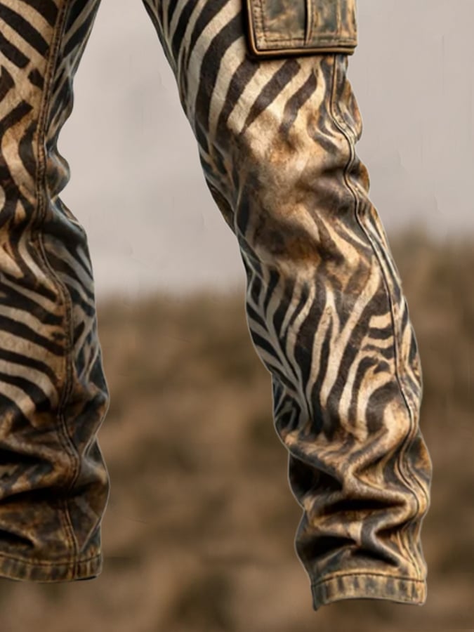 Duckett - Pantaloni Vintage Con Stampa Zebrata e Tasche Multiple