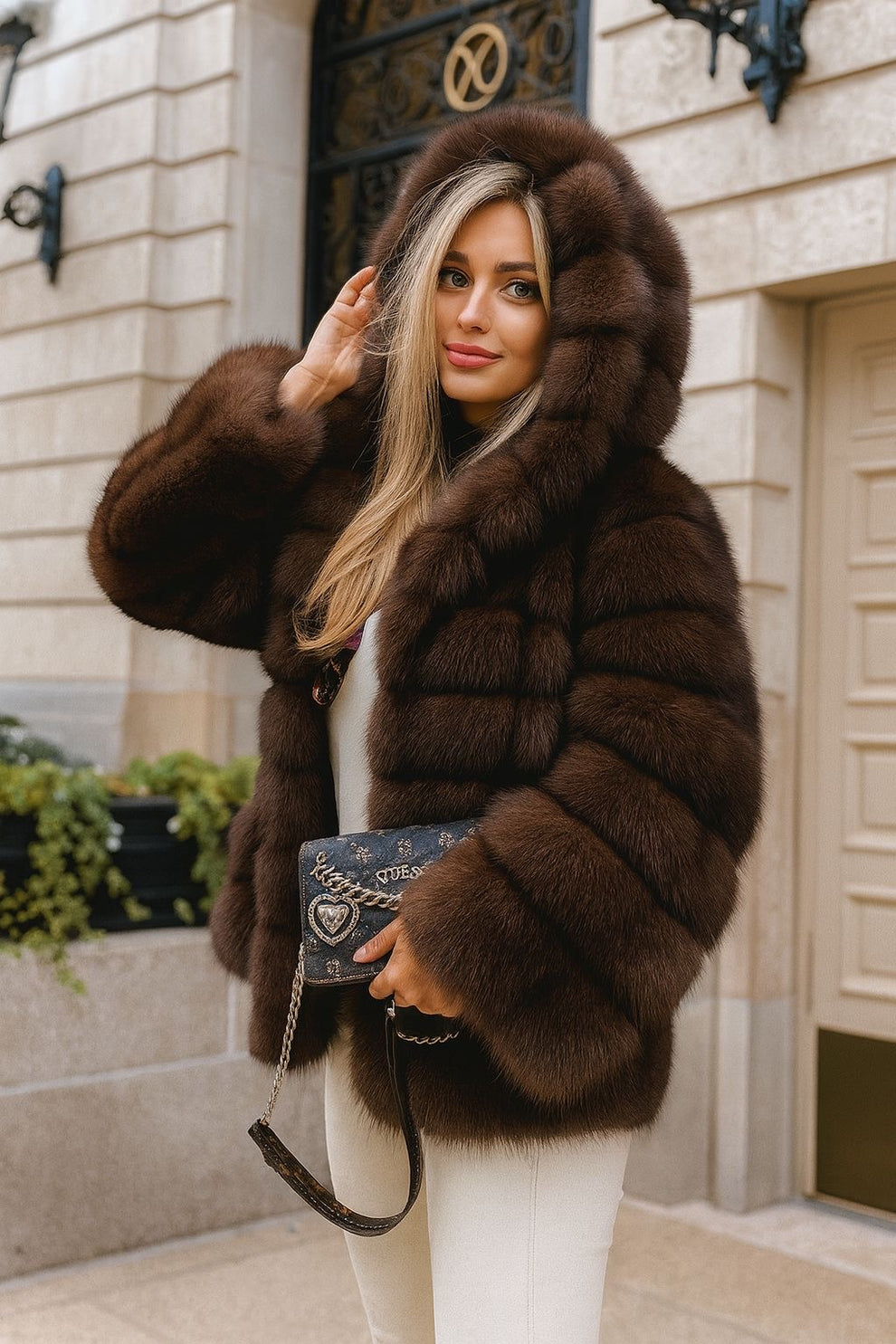 Aglaya - Cappotto Con Cappuccio In Pelliccia Sintetica
