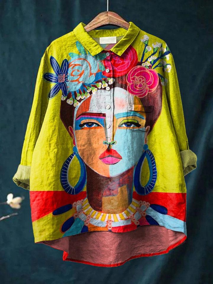 Cherily - Camicia Con Bottoni e Stampa Ritratto