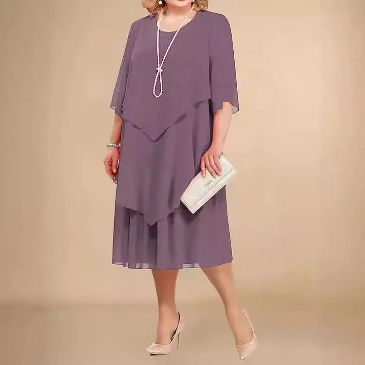 Leva - Elegante Abito In Panno Con Strati Irregolari