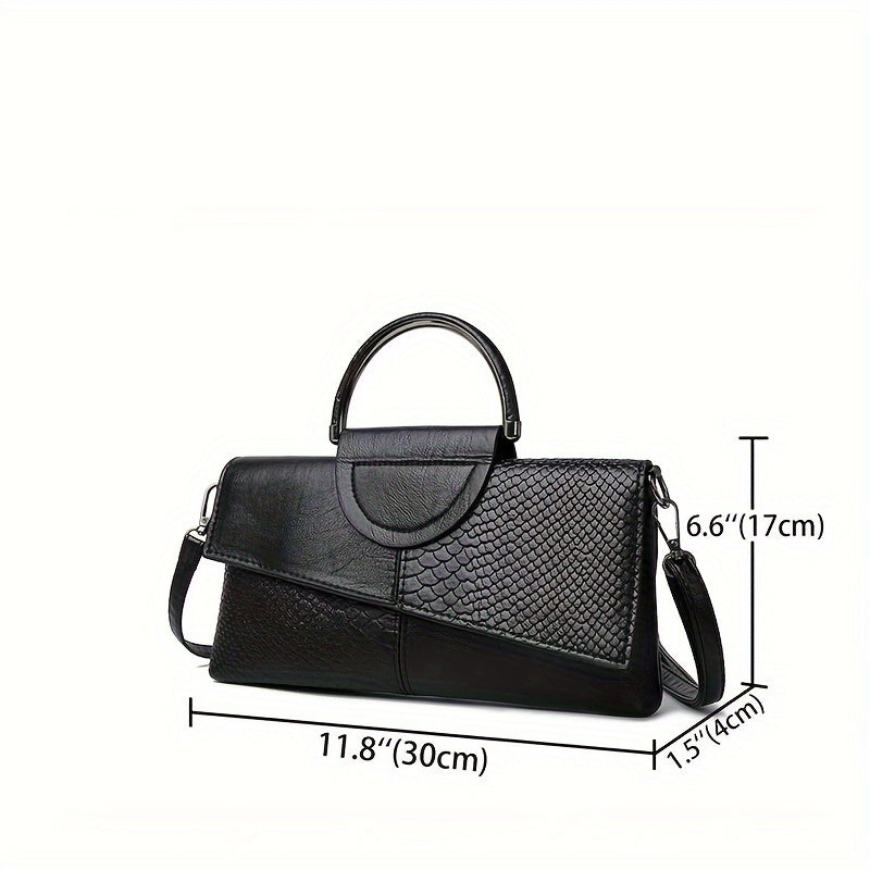 Geetika - Borsa Retrò in Pelle Di Coccodrillo Con Cerniera