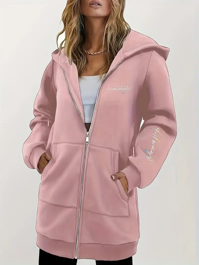 Angeleen - Giacca Con Cappuccio e Zip Con Stampa Geometrica