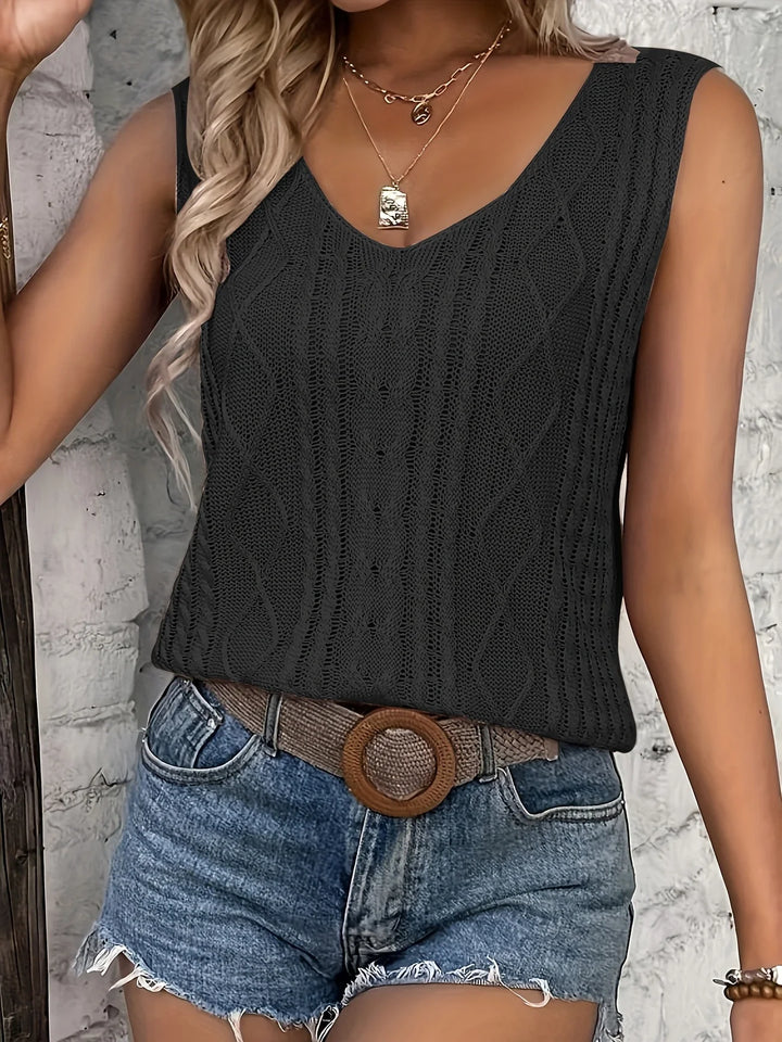 Juno - Top Casual Senza Maniche Con Scollo a V