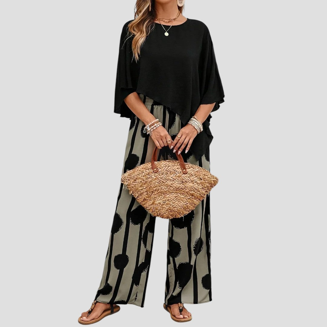 Paolina - Elegante Completo a Due Pezzi Stampato