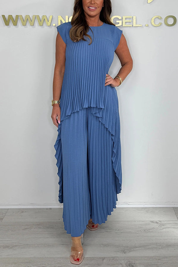 Blithe – Top Midi Plissettato e Pantaloni a Gamba Larga