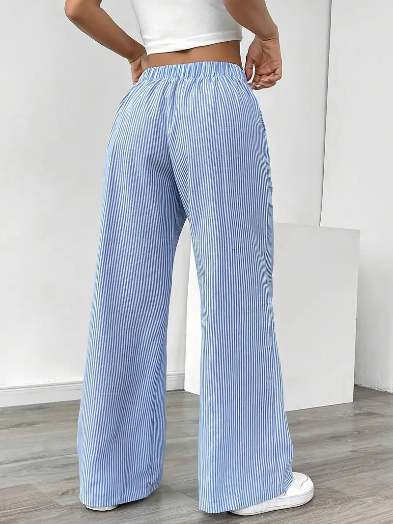Alina - Elegante Pantalone A Righe Con Tasche