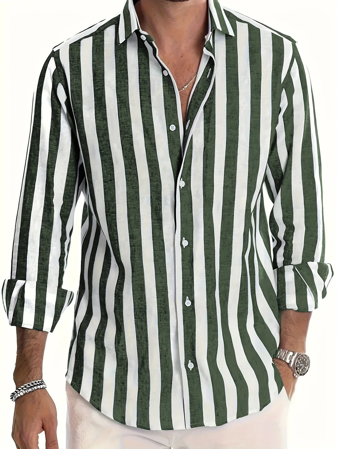 George - Elegante Camicia a Maniche Lunghe a Righe