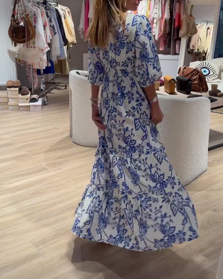Lyssia - Elegante Abito Lungo Con Motivo Floreale