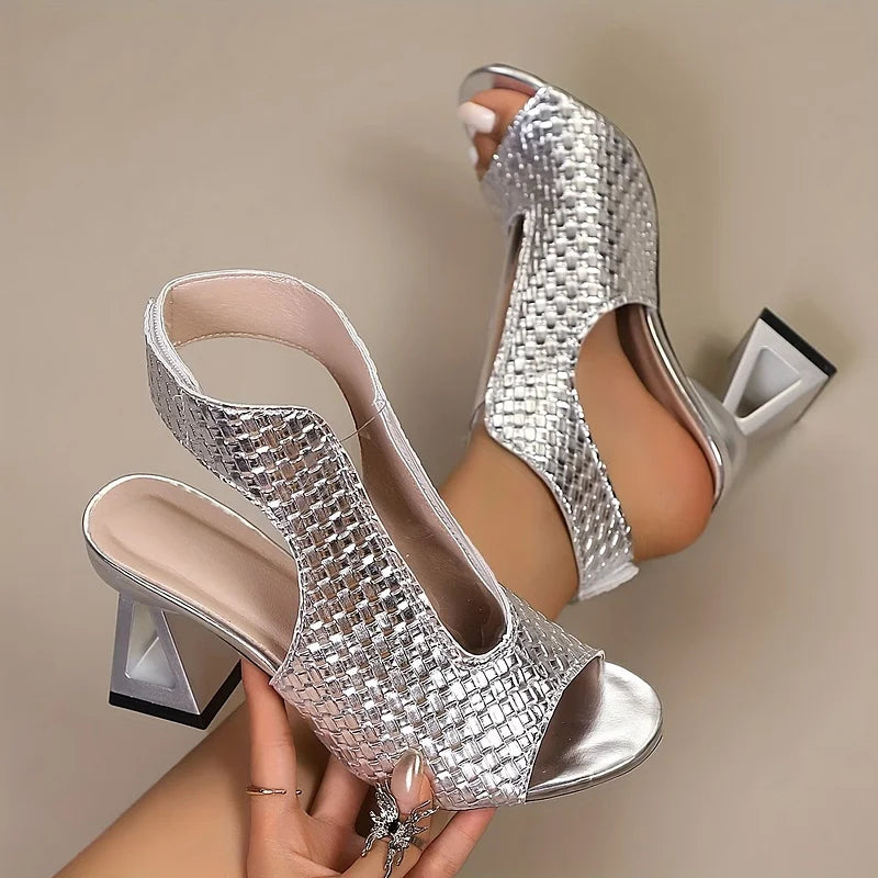 Dunnia - Elegante Scarpa Con Tacco e Cinturino Posteriore Intrecciato