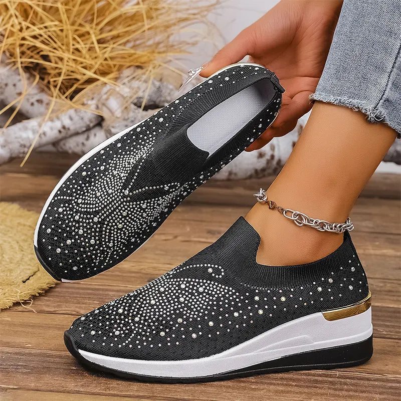 Josia - Sneakers Slip-on Con Motivo a Farfalla in Strass
