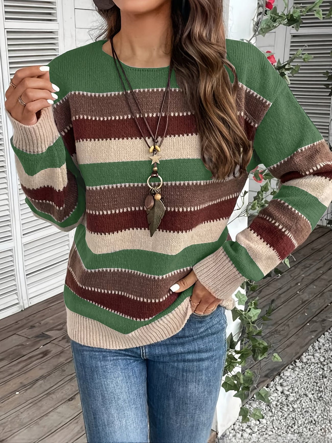 Fadina - Maglione in Maglia a Maniche Lunghe