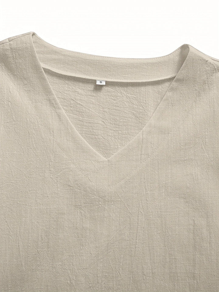 Mattea - Casual Vestibilità Ampia Top Con Scollo a V