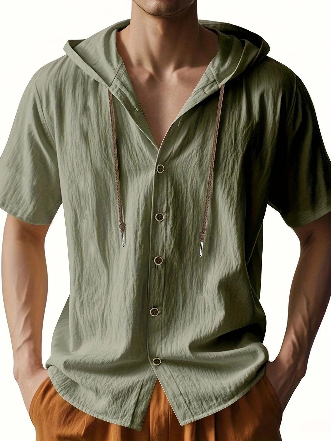Chadwick - Camicie Leggere In Lino Con Maniche Corte E Cappuccio