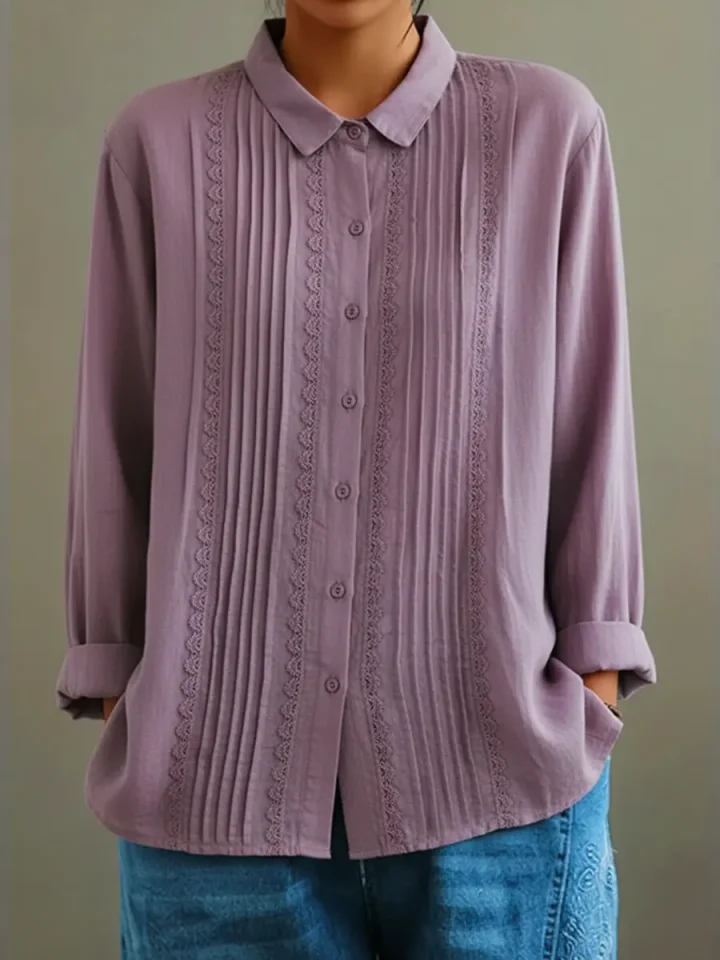 Kalanit - Camicia in Pizzo Patchwork di Lino e Cotone