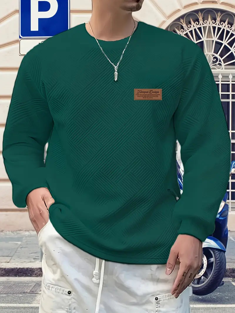 Malinga - Felpa Casual Con Motivo Geometrico e Maniche Lunghe