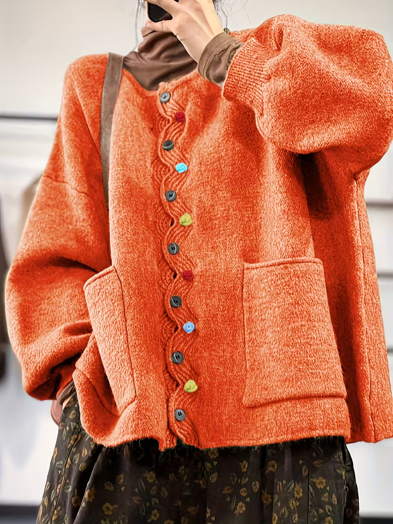 Kynza - Cardigan Sovradimensionato Con Bottoni Colorati Sul Davanti