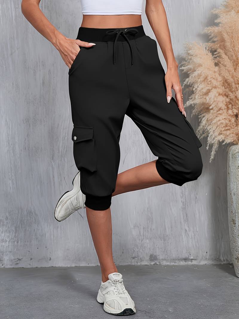 Kirabo - Pantaloni Cargo Estivi Con Tasche Multiple E Elastico a Costine