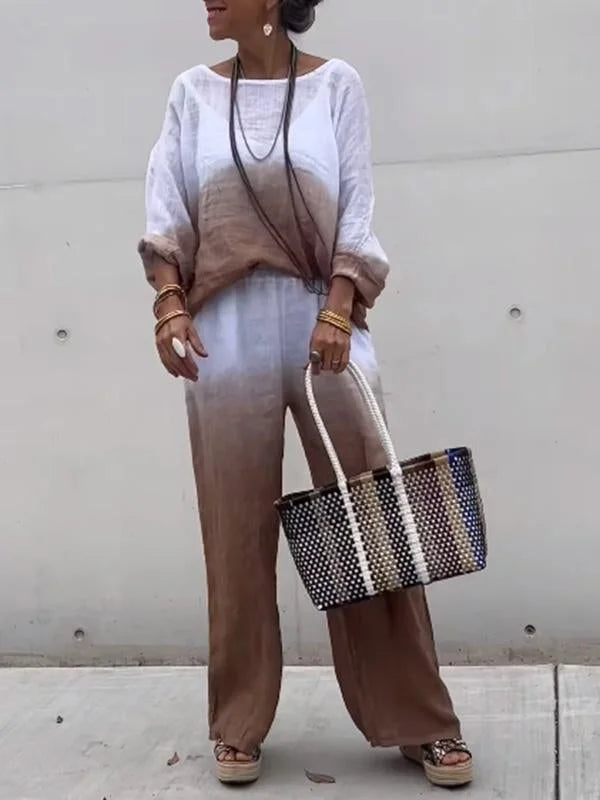 Raminta - Elegante Set Composto Da Due Pezzi in Cotone e Lino