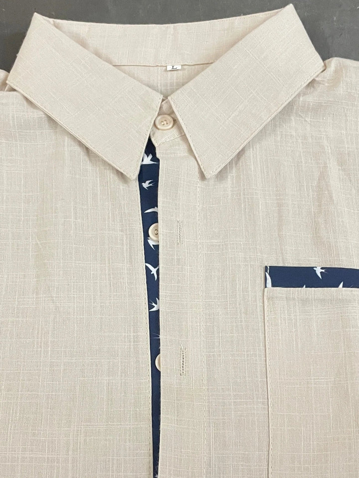 Trofim - Elegante Camicia Con Stampa Uccellino