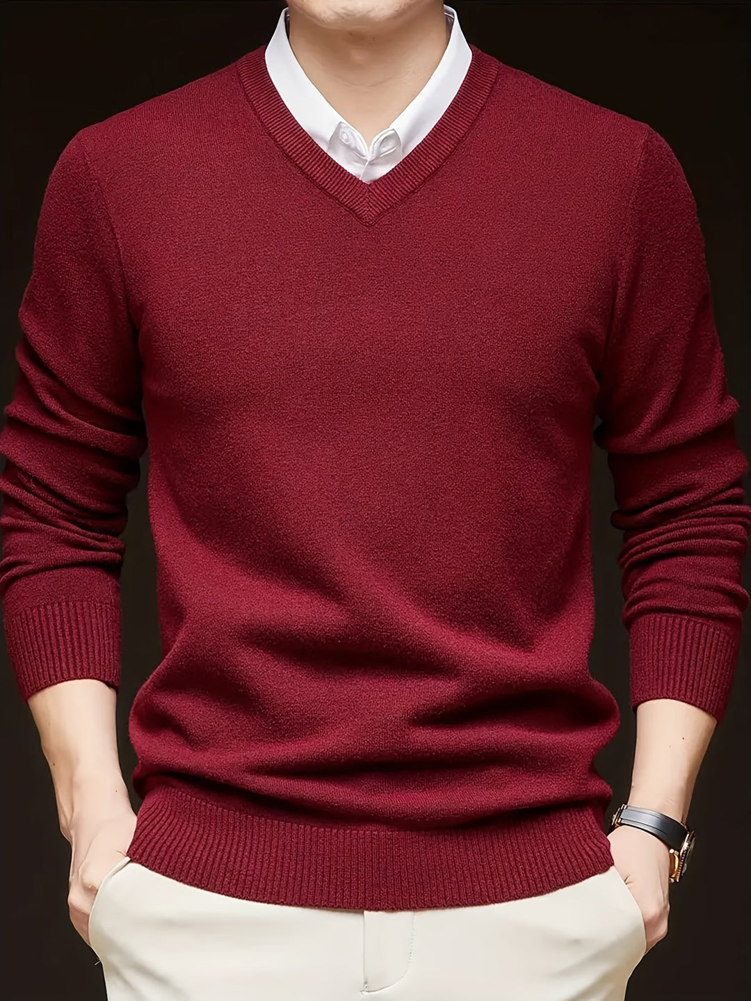 Dionysis - Maglione Lavorato a Maglia Con Scollo a V “Cross Border”