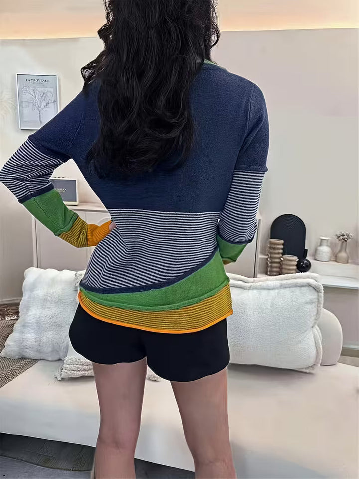Lokina - Maglione Lavorato a Maglia a Righe Color Block