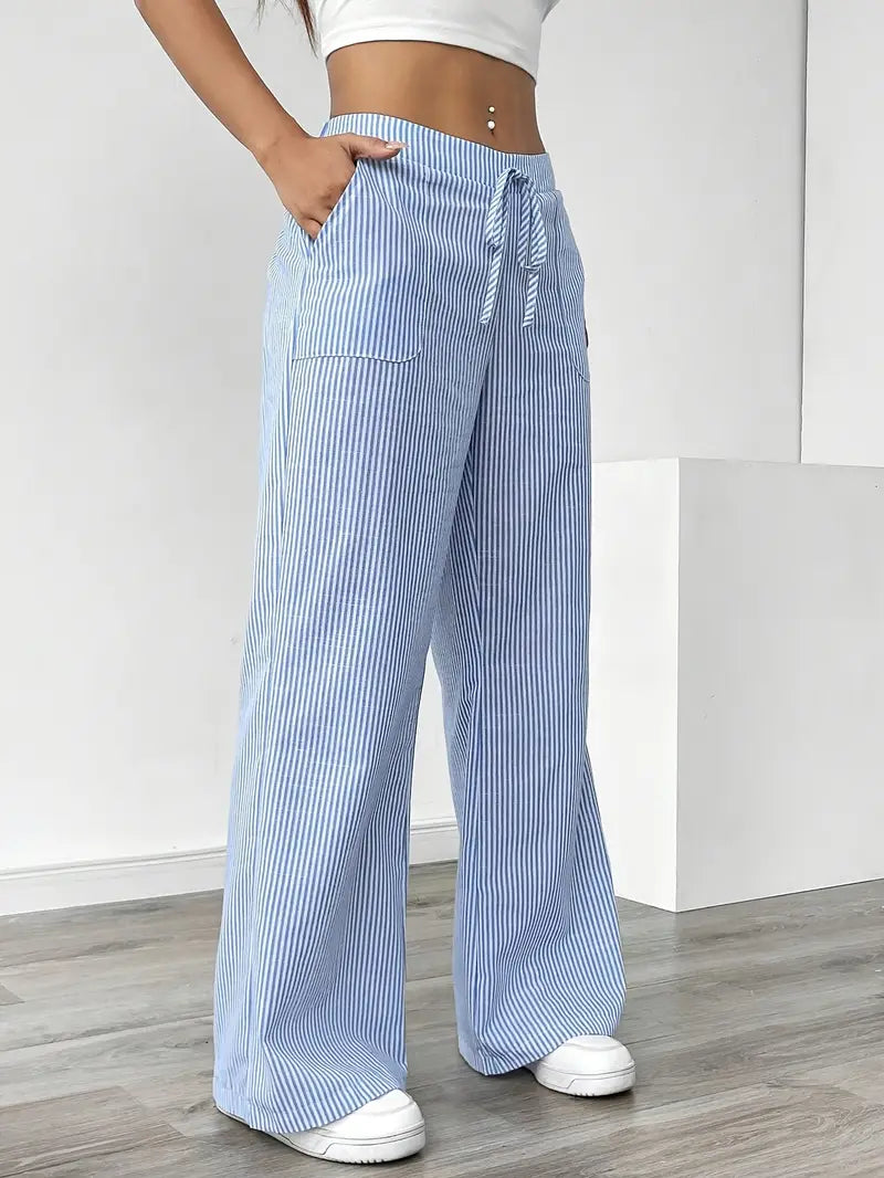 Alina - Elegante Pantalone A Righe Con Tasche