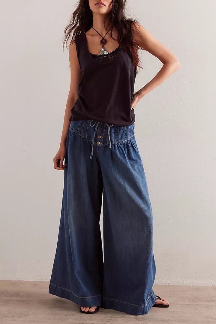 Karatza - Jeans Eleganti a Gamba Larga e Morbida
