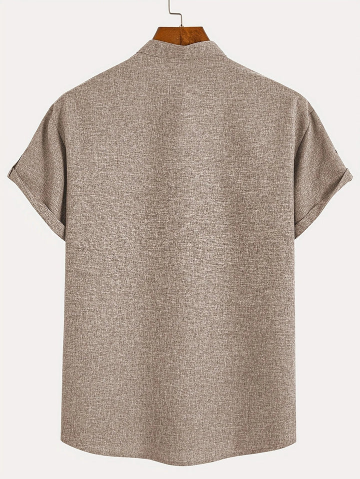 Elliott - Elegante Camicia a Maniche Corte Con Collo Alto