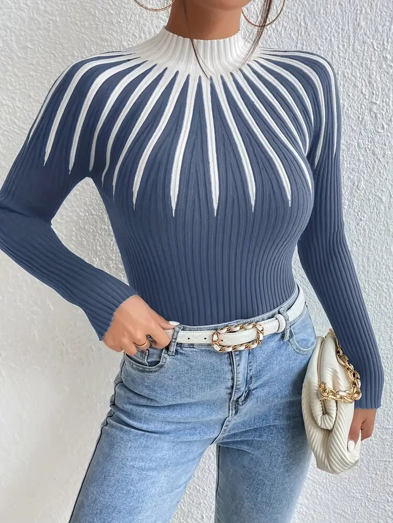 Maider - Elegante Maglione a Maniche Lunghe Con Collo Alto