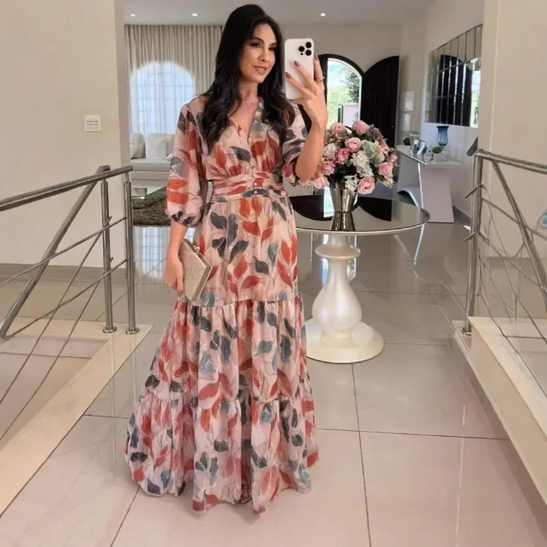 Lella - Elegante Abito Lungo Floreale