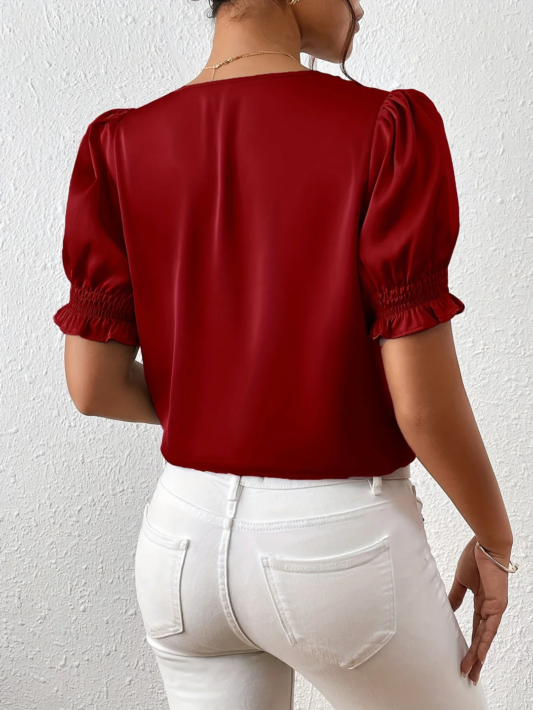 Abella - Elegante Camicetta Con Scollo a V e Maniche a Sbuffo