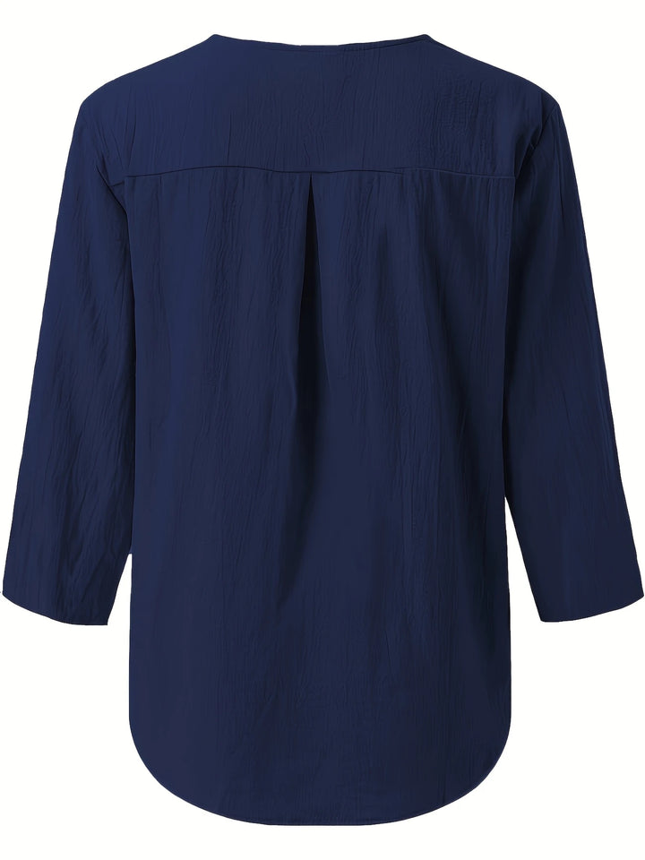 Mykaela - Camicetta Casuale In Cotone E Lino